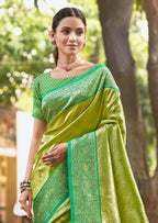 Sangam Prints Multi Color Kanjivaram Silk Woven Work Traditional Saree | Grocsy