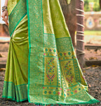 Sangam Prints Multi Color Kanjivaram Silk Woven Work Traditional Saree | Grocsy