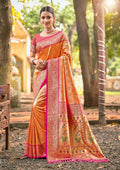 Sangam Prints Multi Color Kanjivaram Silk Woven Work Traditional Saree | Grocsy