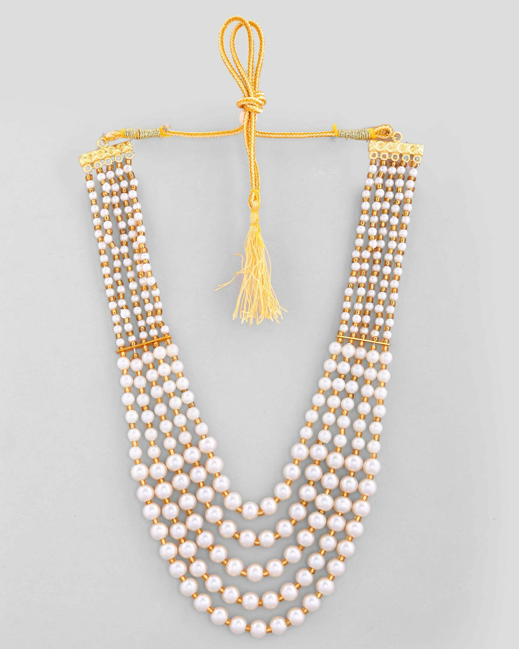 VOJ Gold-Polished Multi Layered Pearl Maharani Necklace | Grocsy