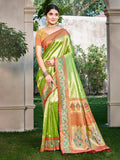 Sangam Prints Green Kanjivaram Silk Woven Work Traditional Saree | Grocsy