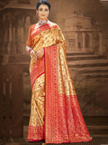 Sangam Prints Multi Color Dharmavaram Woven Work Traditional Saree | Grocsy