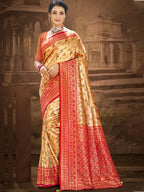 Sangam Prints Multi Color Dharmavaram Woven Work Traditional Saree | Grocsy
