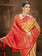 Sangam Prints Multi Color Dharmavaram Woven Work Traditional Saree | Grocsy