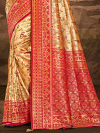 Sangam Prints Multi Color Dharmavaram Woven Work Traditional Saree | Grocsy