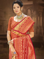 Sangam Prints Multi Color Dharmavaram Woven Work Traditional Saree | Grocsy