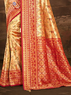 Sangam Prints Multi Color Dharmavaram Woven Work Traditional Saree | Grocsy