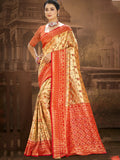 Sangam Prints Multi Color Dharmavaram Woven Work Traditional Saree | Grocsy