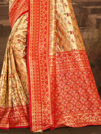 Sangam Prints Multi Color Dharmavaram Woven Work Traditional Saree | Grocsy