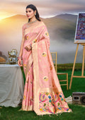 Sangam Prints Pink Heavy Assam Silk Saree With Meena Woven Work Traditional Saree | Grocsy