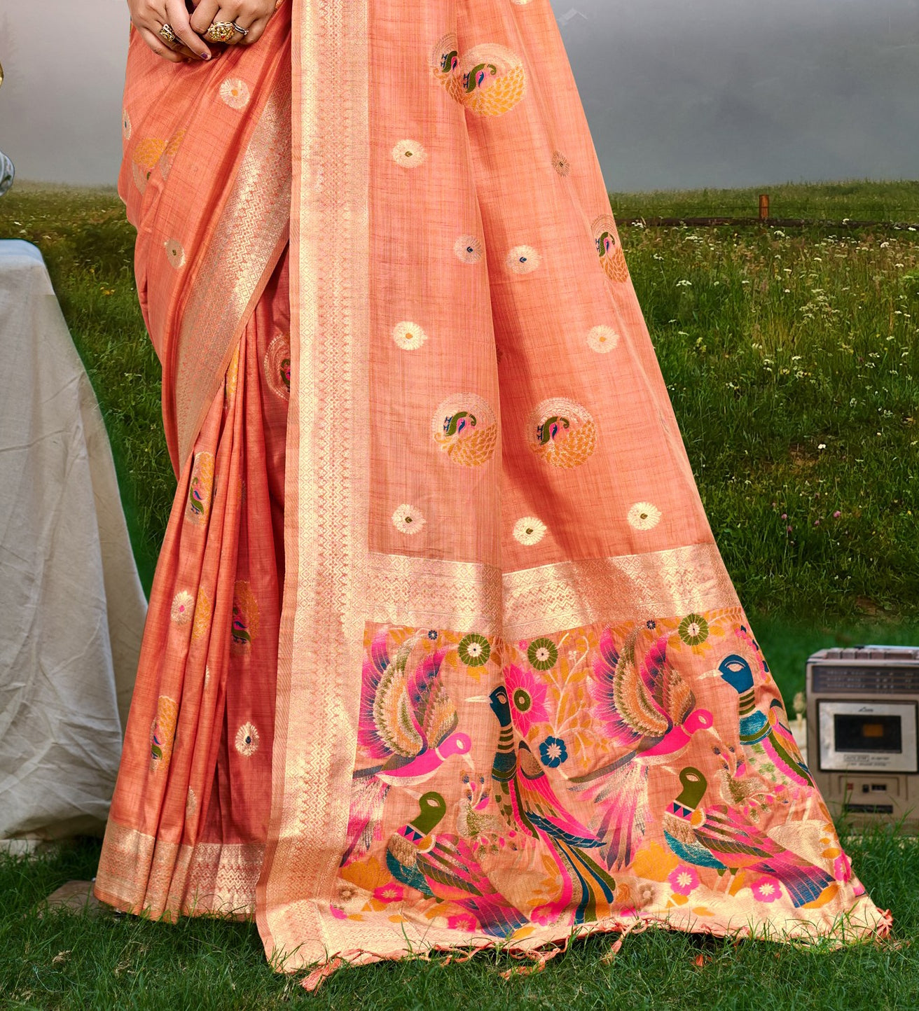 Sangam Prints Gajri Havy Assam Silk Saree With Meena Woven Work Traditional Saree | Grocsy