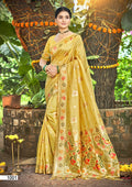 Prazu Fashion Yellow Assam Silk Weaving Wedding Wear Saree | Grocsy