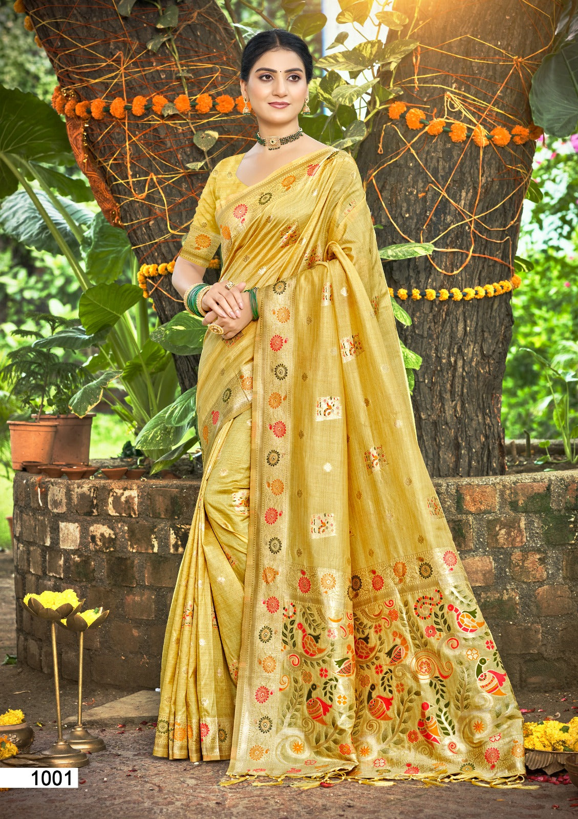 Prazu Fashion Yellow Assam Silk Weaving Wedding Wear Saree | Grocsy