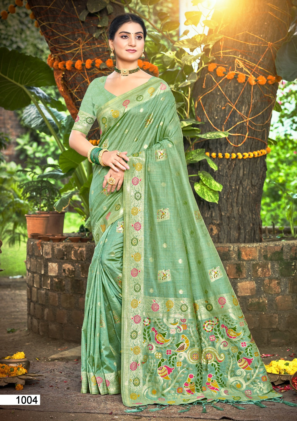 Prazu Fashion Sea Green Assam Silk Weaving Wedding Wear Saree | Grocsy