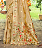 Sangam Prints Chiku Havy Assam Silk Saree With Meena Woven Work Traditional Saree | Grocsy