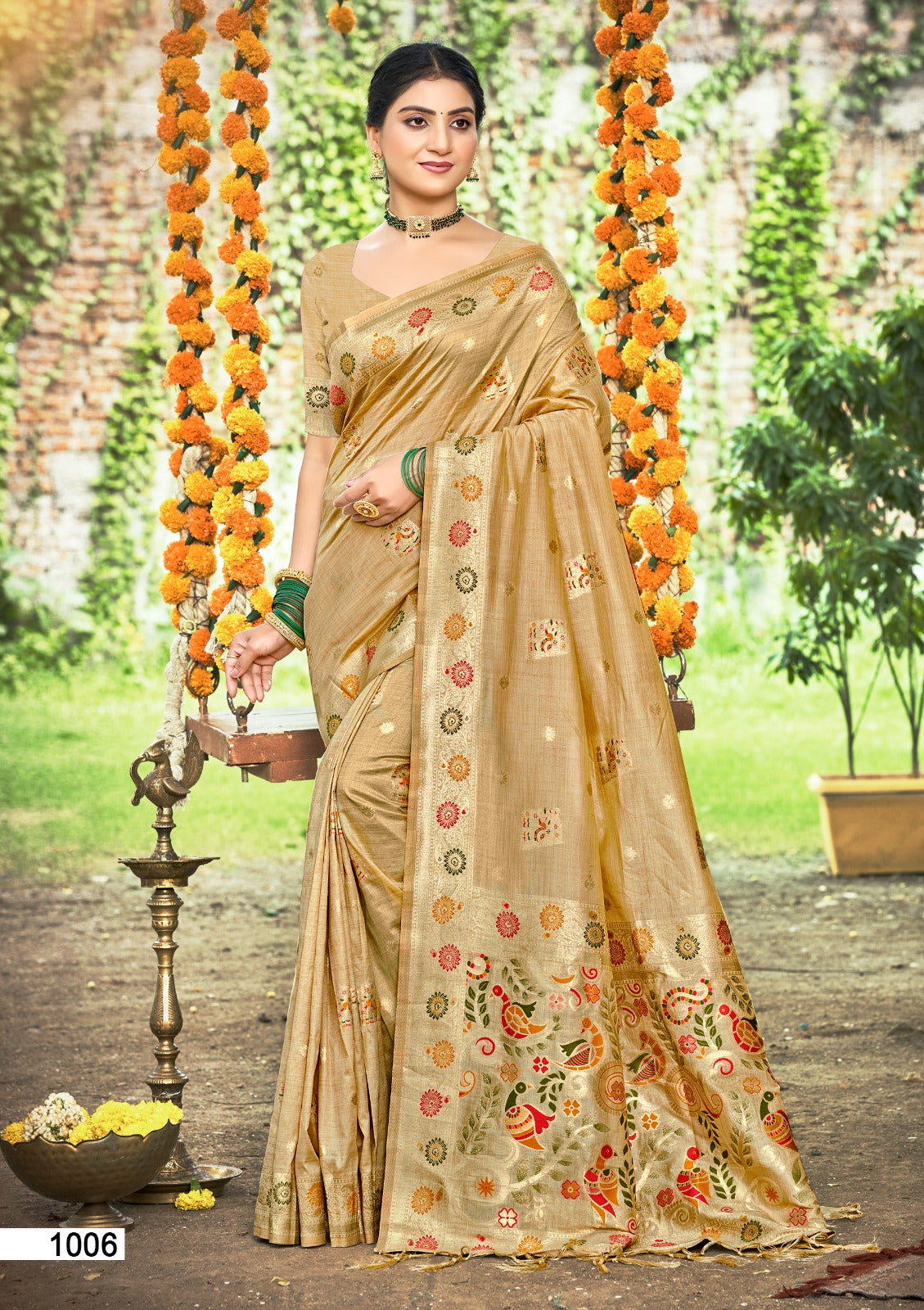 Prazu Fashion Chiku Assam Silk Weaving Wedding Wear Saree | Grocsy