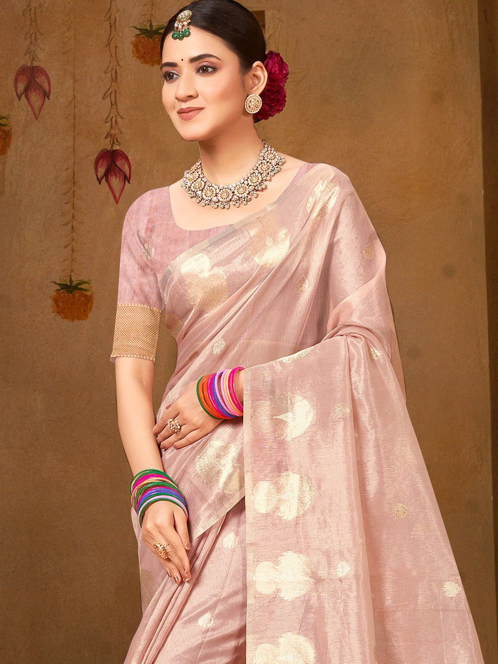 Sangam Prints Purple Munga Kota Woven Work Traditional Saree | Grocsy