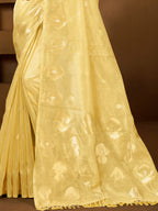Sangam Prints Yellow Munga Kota Woven Work Traditional Saree | Grocsy