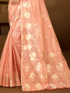 Sangam Prints Peach Munga Kota Woven Work Traditional Saree | Grocsy