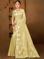 Sangam Prints Olive Green Munga Kota Woven Work Traditional Saree | Grocsy