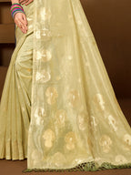 Sangam Prints Olive Green Munga Kota Woven Work Traditional Saree | Grocsy