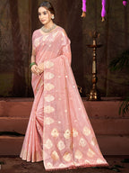 Sangam Prints Pink Munga Kota Woven Work Traditional Saree | Grocsy
