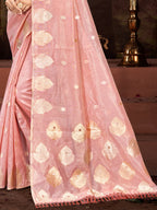 Sangam Prints Pink Munga Kota Woven Work Traditional Saree | Grocsy