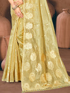 Sangam Prints Golden Munga Kota Woven Work Traditional Saree | Grocsy