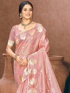 Sangam Prints Pink Munga Kota Woven Work Traditional Saree | Grocsy