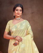 Sangam Prints Golden Munga Kota Woven Work Traditional Saree | Grocsy