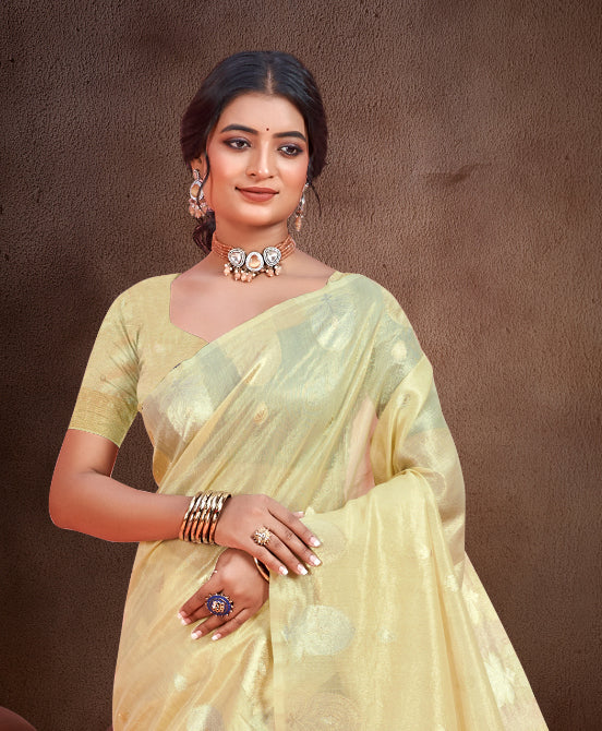 Sangam Prints Golden Munga Kota Woven Work Traditional Saree | Grocsy