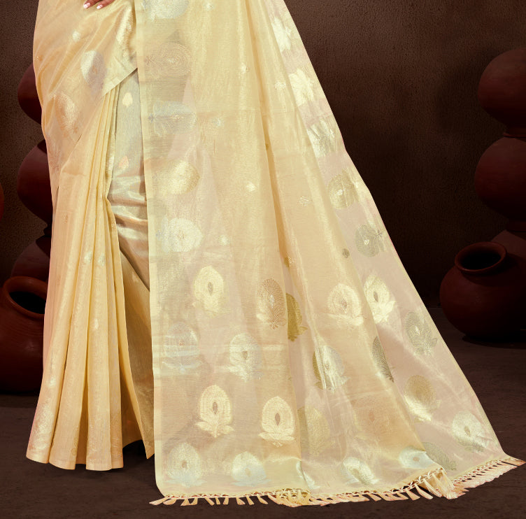 Sangam Prints Golden Munga Kota Woven Work Traditional Saree | Grocsy