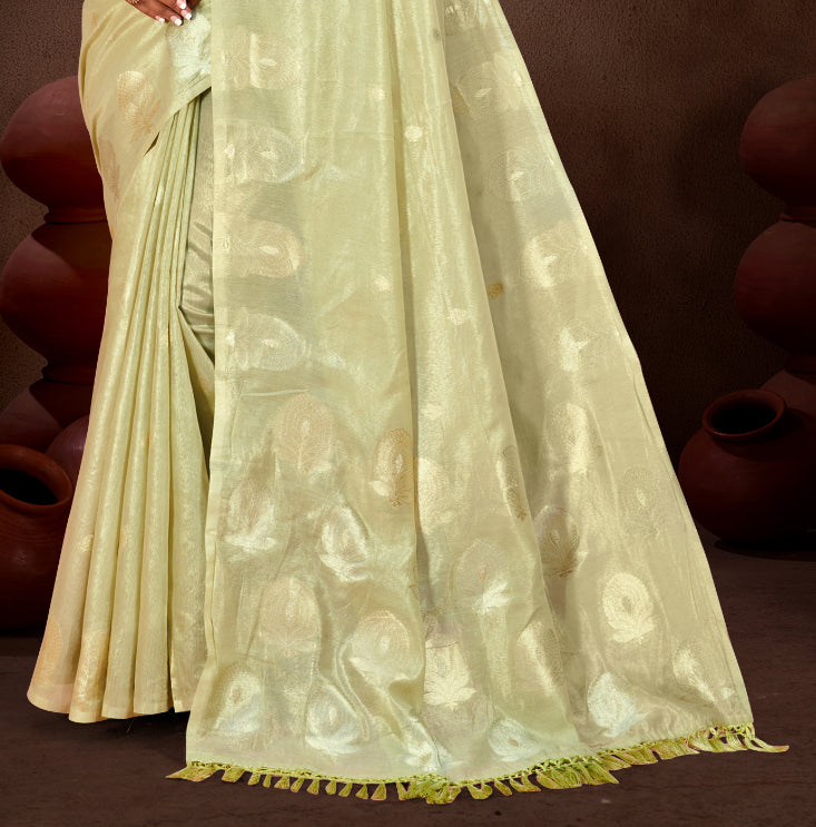Sangam Prints Olive Green Munga Kota Woven Work Traditional Saree | Grocsy