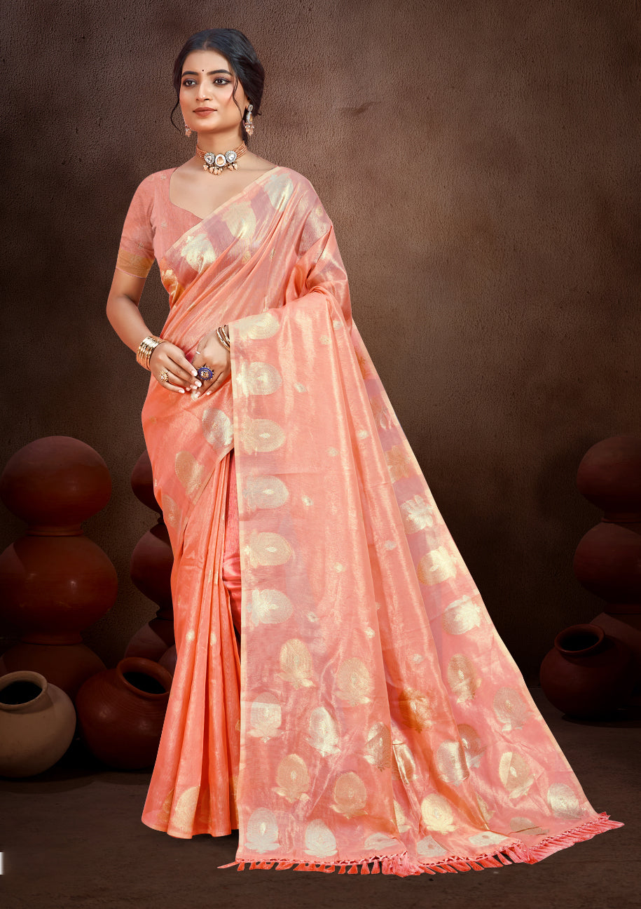 Sangam Prints Gajri Munga Kota Woven Work Traditional Saree | Grocsy
