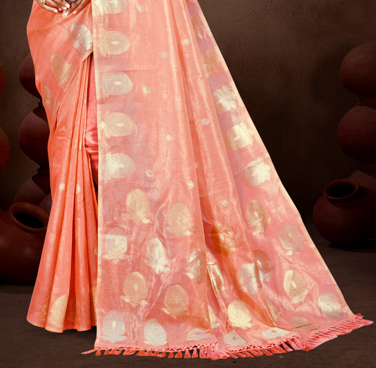 Sangam Prints Gajri Munga Kota Woven Work Traditional Saree | Grocsy