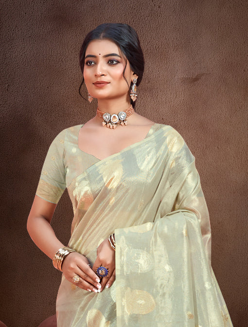 Sangam Prints Grey Munga Kota Woven Work Traditional Saree | Grocsy