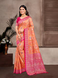 Sangam Prints Orange  Cotton Silk With Meena Woven Work Traditional Saree | Grocsy