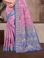 Sangam Prints Light Pink Cotton Silk With Meena Woven Work Traditional Saree | Grocsy