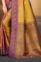Sangam Prints Golden Soft Silk Woven Work Traditional Saree | Grocsy
