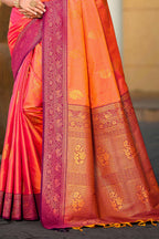Sangam Prints Rani Pink Soft Silk Woven Work Traditional Saree | Grocsy