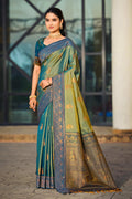 Sangam Prints Sea Green Soft Silk Woven Work Traditional Saree | Grocsy