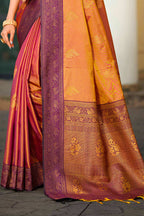 Sangam Prints Copper Gold Soft Silk Woven Work Traditional Saree | Grocsy