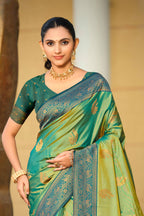 Sangam Prints Sea Green Soft Silk Woven Work Traditional Saree | Grocsy