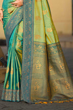 Sangam Prints Sea Green Soft Silk Woven Work Traditional Saree | Grocsy