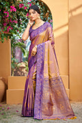 Sangam Prints Royal Purple Soft Silk Woven Work Traditional Saree | Grocsy