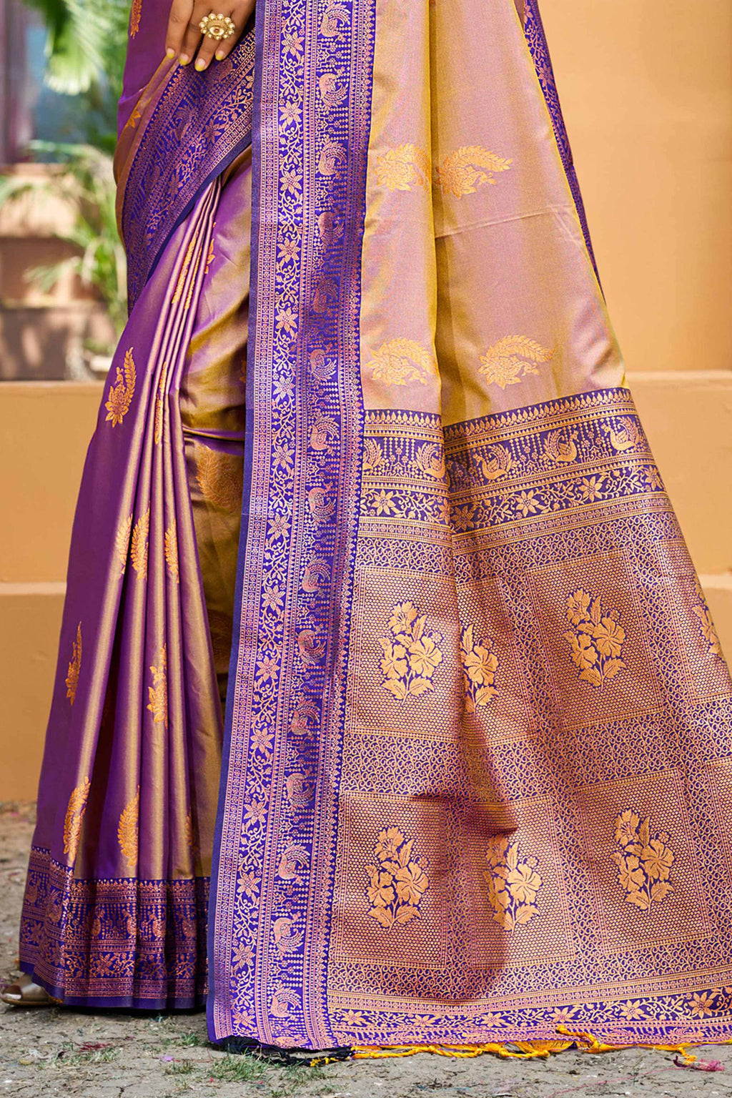 Sangam Prints Royal Purple Soft Silk Woven Work Traditional Saree | Grocsy