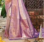 Sangam Prints Lavender  Kanjivaram Silk Woven Work Traditional Saree | Grocsy