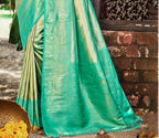 Sangam Prints Sea Green Kanjivaram Silk Woven Work Traditional Saree | Grocsy