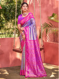 Sangam Prints Lavender Kanjivaram Silk Woven Work Traditional Saree | Grocsy