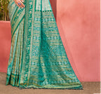 Sangam Prints Teal  Kanjivaram Silk Woven Work Traditional Saree | Grocsy